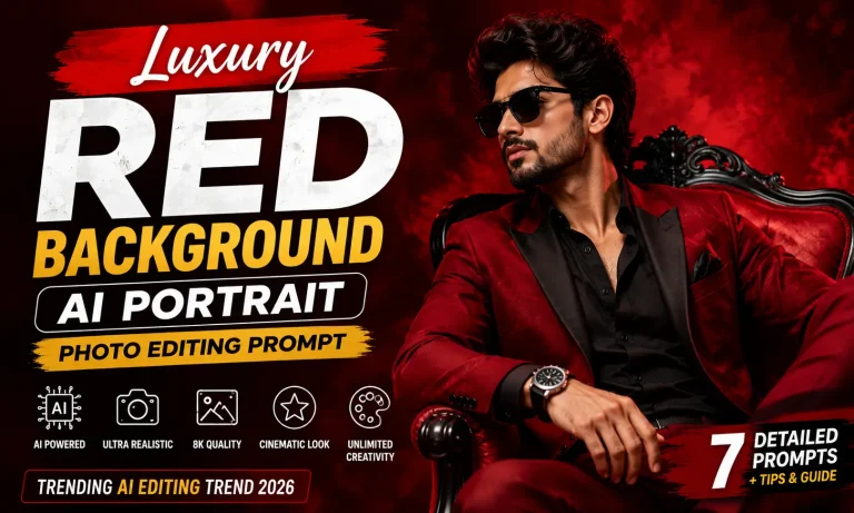 Luxury Red Background AI Portrait Photo Editing Prompt